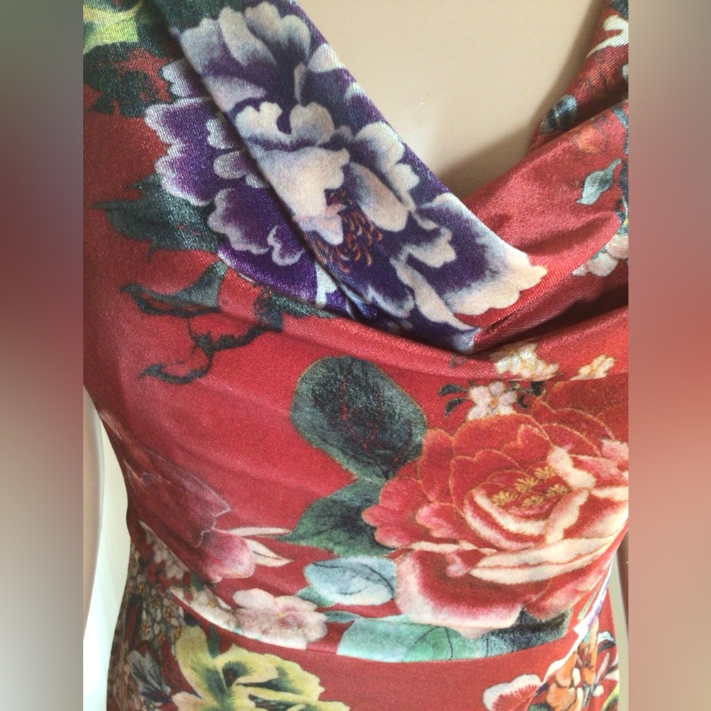 Johnny Was Ryuu Flower Stretch Velvet Size 8 Dress
